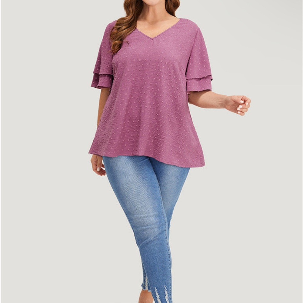 BloomChic Plain Ruffle Blouse 2x 💜
